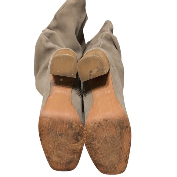 Splendid Sz 9 Taupe Slouch Suede Boots Style Gloria Heeled Square Toe Knee High - Picture 9 of 12
